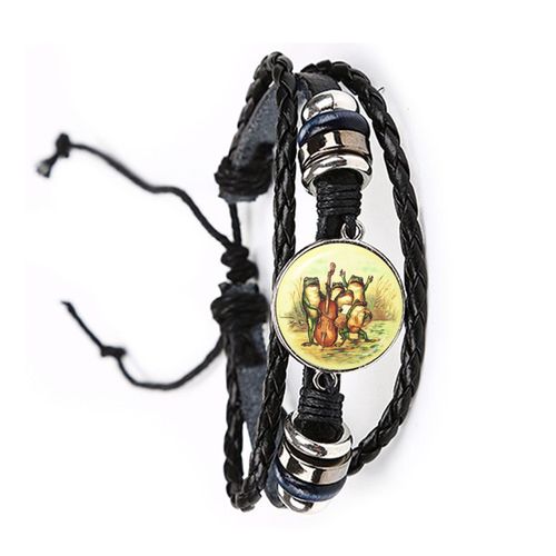 Bracelet En Cuir Noir Grenouille, 20mm, Cabochon En Verre, Le Roi Grenouille, Réglable, Bijoux Cadeaux Pour Femmes Et Hommes Amoureux, Nouvelle Collection