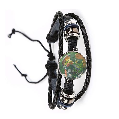 Bracelet En Cuir Noir Grenouille, 20mm, Cabochon En Verre, Le Roi Grenouille, Réglable, Bijoux Cadeaux Pour Femmes Et Hommes Amoureux, Nouvelle Collection
