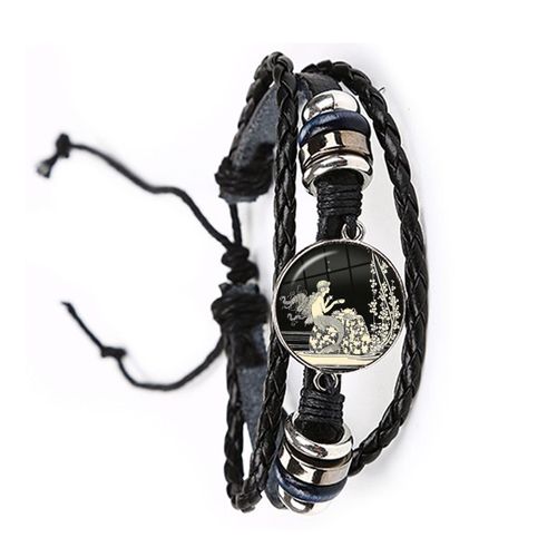 Bracelet En Cuir Noir Grenouille, 20mm, Cabochon En Verre, Le Roi Grenouille, Réglable, Bijoux Cadeaux Pour Femmes Et Hommes Amoureux, Nouvelle Collection