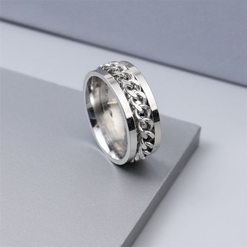 Bague Homme Bague Acier Inoxydable Bouchon De Bouteille De Bière Ouvert Pour Hommes, Anneau De Chaîne Rotatif, Anneau En Acier Titane, Anillos En Acero Inoxydable
