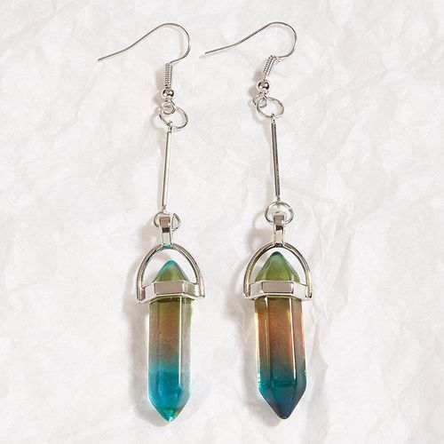 Tendance Hexagonal Reiki Pierre Naturelle Perle Goutte Boucle D'oreille Quartz Décoration Bijoux Piercing Femmes Cadeau 1 Paire Pendientes Colores