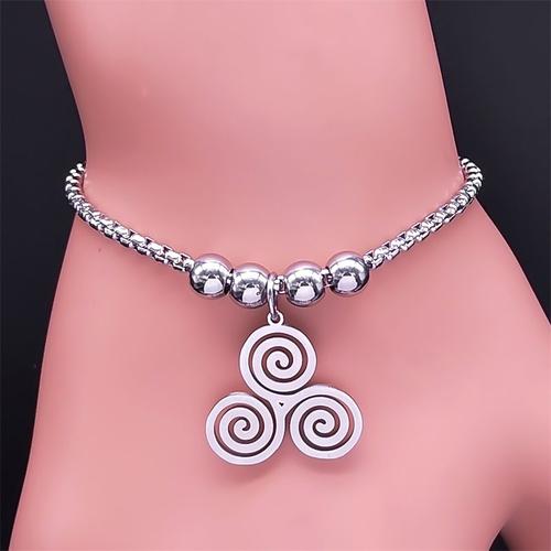 Bracelet Triskele Triskelion De Sorcellerie Pour Hommes Et Femmes, Bijoux À Breloques, Symbole Triple Spirale, Acier Inoxydable, Jo.