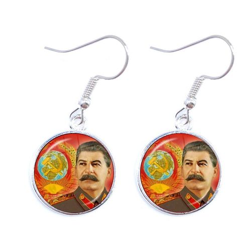 Boucles D'oreilles Pendantes Sunin Lénine Soviétique Pour Femme, Classique, Rouge, Étoile, Marteau, Faucille, Communisme, Emblème Cccp, Cabochon En Verre, Bijoux D'oreille