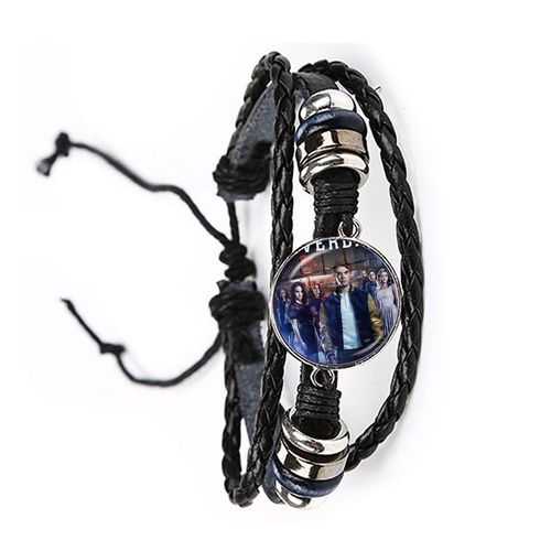 Bracelet En Cuir Rotatif Avec Cabochon Breton En Verre, Accessoires De Bracelet Punk, Bijoux Tv Riverdale, Noir Et Marron, Nouveauté