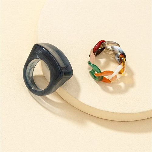 Bague Femme Bijoux Femme Bague Vintage En Résine Acrylique Multicolore Pour Femmes, Bijoux De Fête, Pour Amis, À La Mode