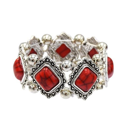 Bracelet En Pierre Acrylique Pour Femmes Et Hommes, Vintage, Tibétain, Turquoise, Élastique, Gitane, Bijoux Tribaux Turcs Turcs