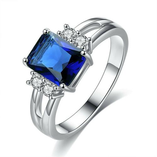 Bague De Mariage En Cristal Plaqué Or Blanc Pour Femmes, Rouge/Bleu/Vert/Violet/Blanc, Taille 6-10