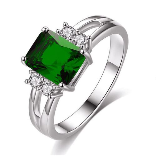 Bague De Mariage En Cristal Plaqué Or Blanc Pour Femmes, Rouge/Bleu/Vert/Violet/Blanc, Taille 6-10