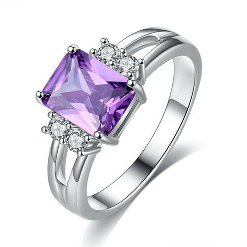 Bague De Mariage En Cristal Plaqué Or Blanc Pour Femmes, Rouge/Bleu/Vert/Violet/Blanc, Taille 6-10