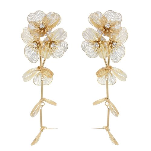 Boucles D'oreilles Pendantes En Métal Doré À 3 Couches Pour Femmes Et Filles, Fleur Creuse, Bijoux Longs En Cristal, Bijoux Exagérés, Nouveau, 2023