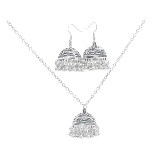 Boucles D'oreilles Pendantes À Pampilles, Cloches Vintage Indiennes, Ensemble De Colliers Ras Du Cou Pour Femmes, Couleur Or Argent, Creux, Bijoux Ethniques D'oman