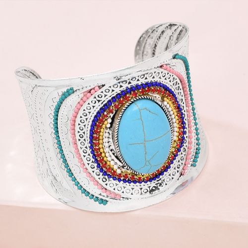 Bracelet Vintage Tibétain Turquoise Pour Homme Et Femme, Bijoux Ethniques, Gitans, Indiens, Afghans, Turcs, Pierres Acryliques Boho
