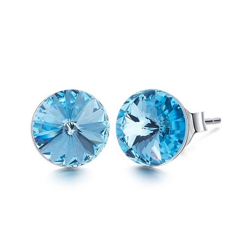Ensembles De Bijoux En Argent Pour Femmes, Collier Pendentif En Cristal Rond, Boucles D'oreilles À Tige, Mode, Contre-Indiqué, Vente En Gros, Accessoires Pour Femmes, Cadeau