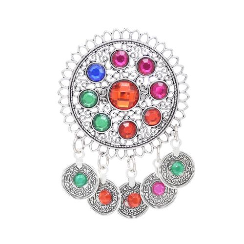 Grande Bague Ronde En Pierre Verte Pour Femme, Bague Punk Bohème, Bague De Mariage Mariée, Turquoise Oxydée Indienne, Bijoux Gitans Rétro Réglables