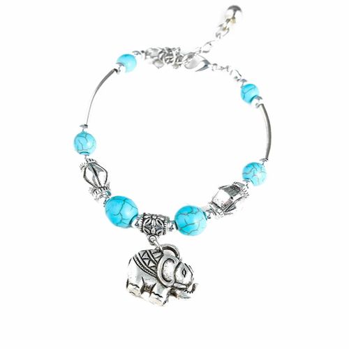 Bracelet Vintage Tibétain Turquoise Pour Homme Et Femme, Bijoux Ethniques, Gitans, Indiens, Afghans, Turcs, Pierres Acryliques Boho