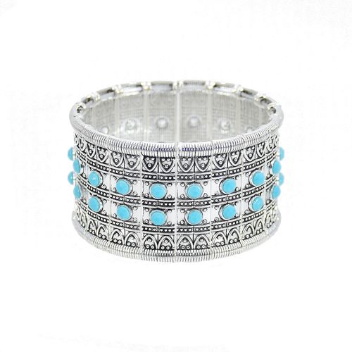 Bracelet Vintage Tibétain Turquoise Pour Homme Et Femme, Bijoux Ethniques, Gitans, Indiens, Afghans, Turcs, Pierres Acryliques Boho