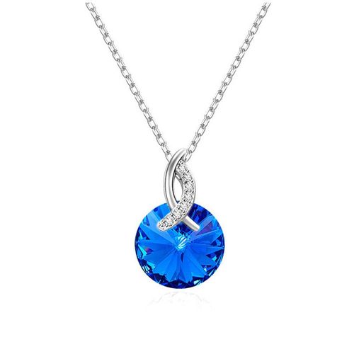 Ensembles De Bijoux En Argent Pour Femmes, Collier Pendentif En Cristal Rond, Boucles D'oreilles À Tige, Mode, Contre-Indiqué, Vente En Gros, Accessoires Pour Femmes, Cadeau