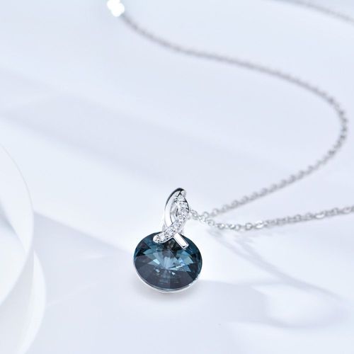Ensembles De Bijoux En Argent Pour Femmes, Collier Pendentif En Cristal Rond, Boucles D'oreilles À Tige, Mode, Contre-Indiqué, Vente En Gros, Accessoires Pour Femmes, Cadeau