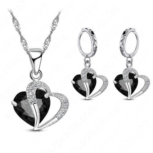 Ensemble De Bijoux En Cristal En Forme De Coeur Pour Femmes, Collier Mignon, Boucles D'oreilles, Biscuits Plaqué Argent, Ensembles De Bijoux Nobles, Cadeaux Pour Filles, Mode Luxueuse