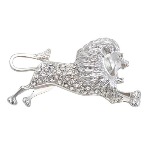Broche À Revers En Métal Doré Et Argenté Avec Des Diamants, Accessoire De Costume, Lion, À La Mode, Pour L'été, À La Mode, Pour Vêtements, Bijoux