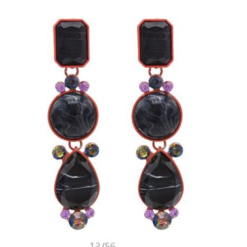Boucles D'oreilles Style Bohémien En Résine Pour Femmes, Longues, Couleur Unie, Noir, Rouge, Violet, Pierres Précieuses Acryliques, Accessoires Bijoux