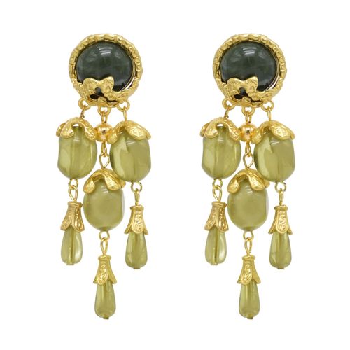 Boucles D'oreilles Pendantes En Cristal De Perles Acryliques Vert Clair Pour Femmes, Pendentifs De Fleur De Charme Long, Accessoires De Bijoux De Goutte, Mode