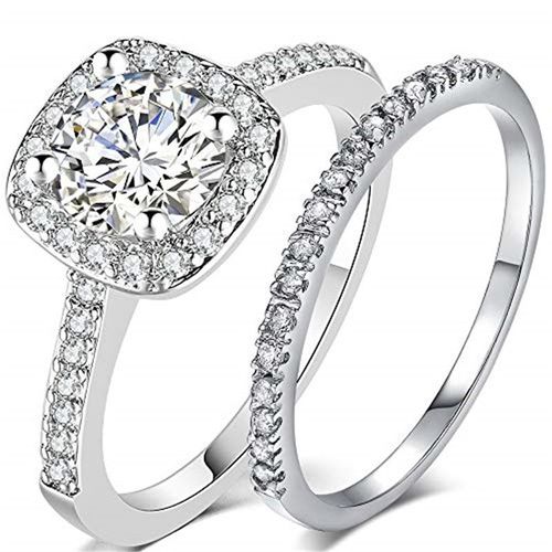 Bague De Mariée En Argent Et Zircon Blanc Pour Femmes, Ensemble De Bijoux De Mariage Exquis, Tailles 6 À 10