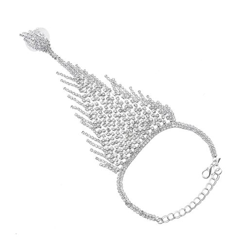 Bracelet En Strass Brillant, Masque, Ensemble De Bijoux, Mascarade, Chaîne En Métal, Tête En Cristal, Visage Féminin, Ventre, Danse, Fête, Accessoires