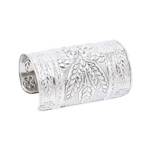 Bracelet De Manchette En Métal Argenté Et Doré, Bracelets Ouverts À Fleurs Sculptées, Bijoux À La Main Ethniques, Punk Et Afghan, Vintage Et Gitan, 10cm De Large