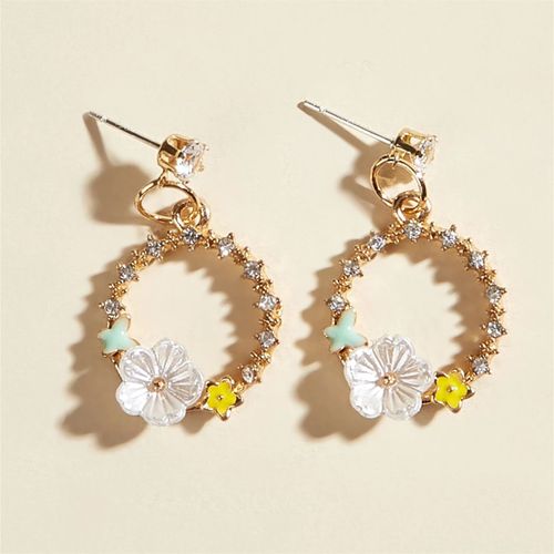 Bijoux Femme Boucle D¿Oreille Boucles D'oreilles En Forme De Couronne D'abeille Pour Femmes, Bijoux Tendance, En Argent 925, Doux Tempérament, Super Fée, Coquillage, Fleur, Piercing, Pendientes
