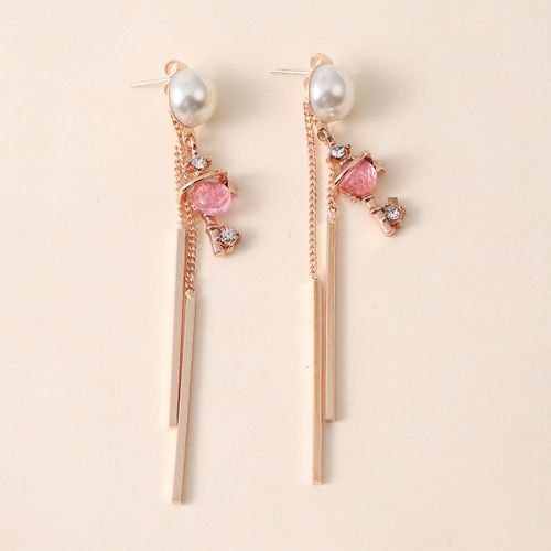 Bijoux Femme Boucle D¿Oreille Boucles D'oreilles Longues En Perles Or Rose, En Acier Inoxydable, Pour Lesbiennes, Bijoux À La Mode