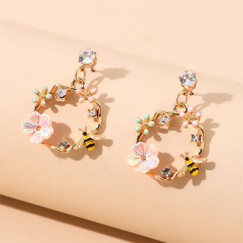 Bijoux Femme Boucle D¿Oreille Boucles D'oreilles En Forme De Couronne D'abeille Pour Femmes, Bijoux Tendance, En Argent 925, Doux Tempérament, Super Fée, Coquillage, Fleur, Piercing, Pendientes