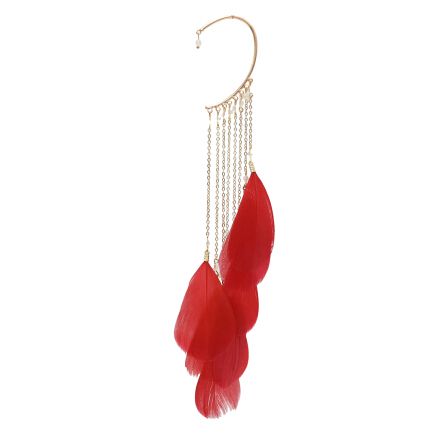 Boucles D'oreilles Tribales Africaines Avec Pompon En Plumes, Manchette D'oreille À Clipser, Fil Kokor, Rond, Bohème, Sans Piercing, Bijoux Ethniques Indiens