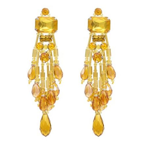 Boucles D'oreilles Pendantes En Perles De Cristal Pour Femmes, Boucle D'oreille Fleur À Long Pompon, Accessoires De Bijoux Féminins, Acrylique Multicolore, Mode