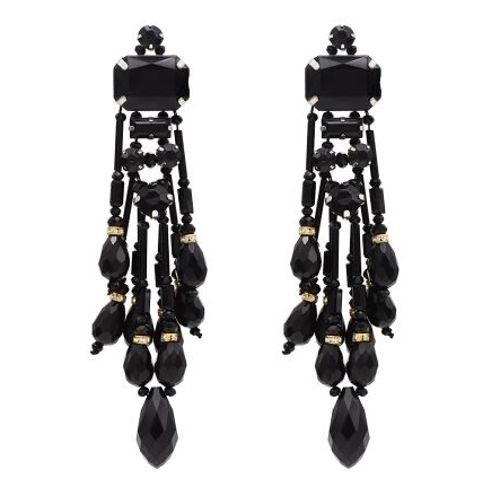 Boucles D'oreilles Pendantes En Perles De Cristal Pour Femmes, Boucle D'oreille Fleur À Long Pompon, Accessoires De Bijoux Féminins, Acrylique Multicolore, Mode