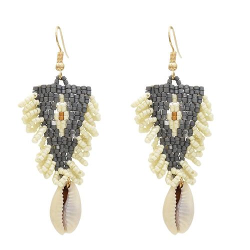 Boucles D'oreilles En Coquillage Pour Femmes, Style Bohème, Perles De Riz, Pendentif En Coquillage, Triangle, Personnalité Européenne Et Américaine, Nouvelle Tendance