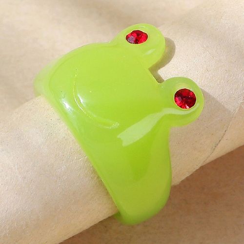 Bague Femme Bijoux Femme Bague En Résine Pour Femme, Jolie Petite Grenouille, À La Mode, Bijoux Tendance, Bague Ouverte Verte