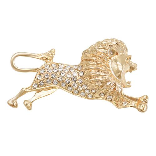 Broche À Revers En Métal Doré Et Argenté Avec Des Diamants, Accessoire De Costume, Lion, À La Mode, Pour L'été, À La Mode, Pour Vêtements, Bijoux