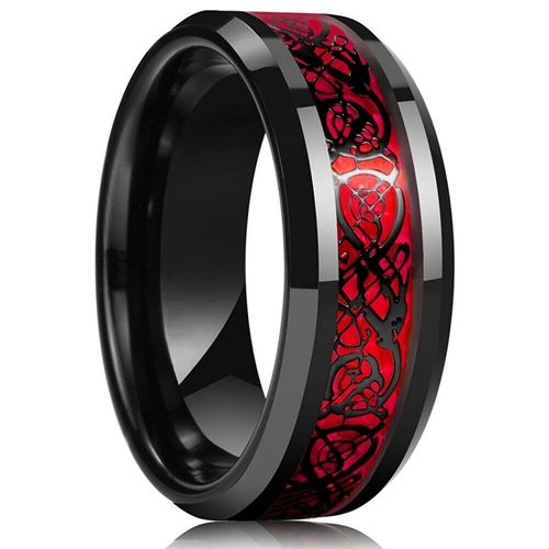 Bagues Dragon Celtique En Acier Inoxydable Pour Hommes, 8mm, Incrustation, Violet En Fiber De Carbone, Bracelet De Mariage, Bijoux Cadeau, Vente En Gros
