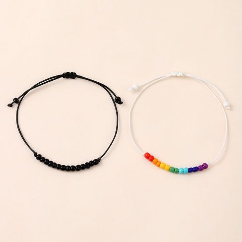 Bracelet Perlé De Couple Coloré Simple, Corde Arc-En-Ciel Blanche, Noire, Bracelet D'amitié, Cadeau, Accessoires De Bijoux Faits À La Main