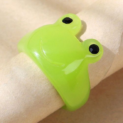 Bague Femme Bijoux Femme Bague En Résine Pour Femme, Jolie Petite Grenouille, À La Mode, Bijoux Tendance, Bague Ouverte Verte