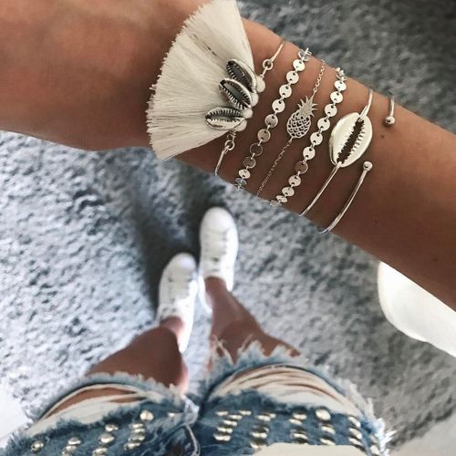 Ensemble De Bracelets Style Bohème, Rétro, Coquillage, Lune, Frange, Bijoux De Fête, Cadeau Pour Femmes Et Filles, Nouvelle Mode, 2022