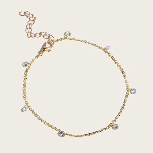 Bracelet Cheville Bracelet De Cheville Bracelet De Cheville Doré Avec Strass Pour Femme, Bijoux À La Mode