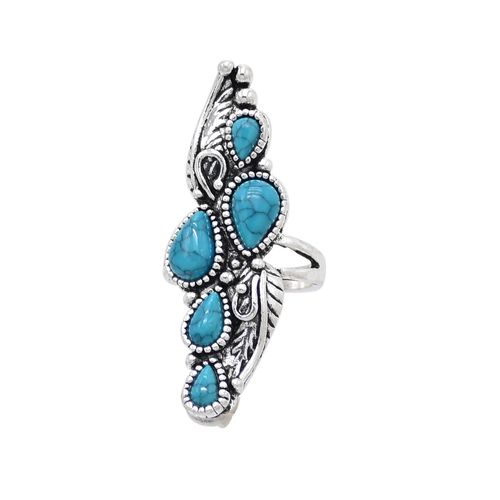 Bague En Résine Artificielle Turquoise Antique Pour Femmes Et Hommes, Bijoux De Doigt, Bohème, Gitane, Hippie, Festival, Fête