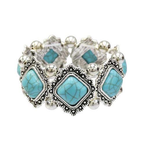 Bracelet En Pierre Acrylique Pour Femmes Et Hommes, Vintage, Tibétain, Turquoise, Élastique, Gitane, Bijoux Tribaux Turcs Turcs