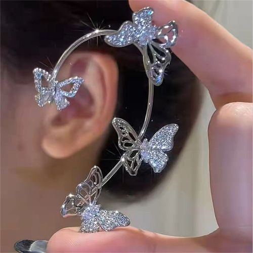 Réinitialisation D'oreille Papillon En Métal Argenté Pour Femme, Clip De Manchette D'oreille, Clip De Boucle D'oreille, Clip De Document, Sans Piercing, Rotterdam, Kling, Zunderes, Fi.C. Verano