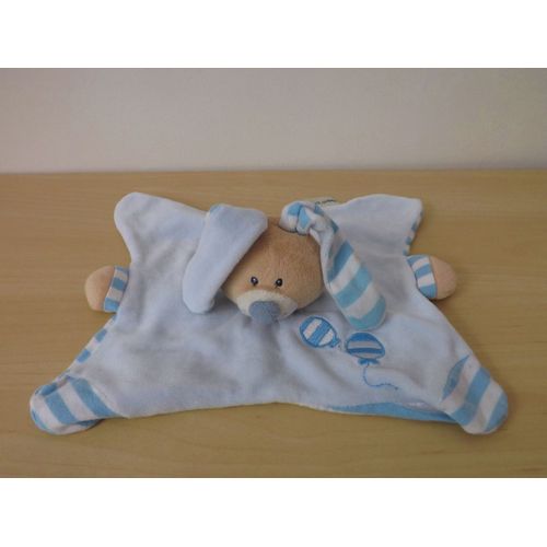 Doudou Lapin Beige Bleu Ballon Rayé Bout'chou Monoprix