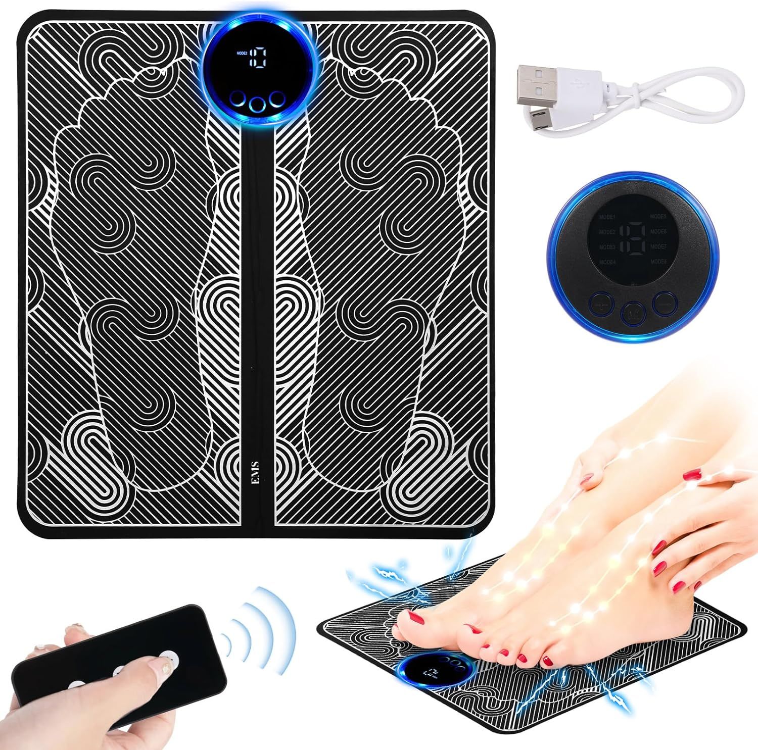 Massage Des Pieds, Ems Foot Massage Pad, Ems Appareil De Massage Electrique, Masseur De Pieds Electrique, Décompression Soulagement De La Douleur Relaxation Favorise La Circulation De Sang