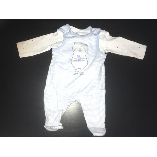 Ensemble Blanc Et Bleu Ciel Baby Club C&a