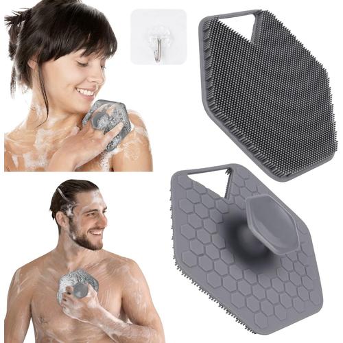 Brosse Pour Le Corps En Silicone, Brosse Visage Manuelle Silicone Et Brosse Exfoliante, Brosse De Bain Cuir Chevelu Bebe, Brosse En Silicone Souple Pour Exfolier Et Masser La Corps, Gris 